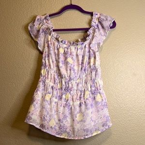 Lavender and yellow Peplum top (A-1)
